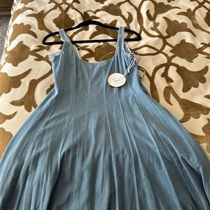 Staud Wells light blue denim midi dress